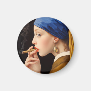 Imán El Chica de Vermeer con la perla que humeaba