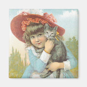Imán El Chica doméstico SM Co. con gato gris