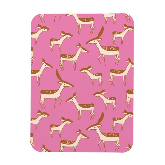 Imán El ciervo bebé y la familia en rosa (Vertical)