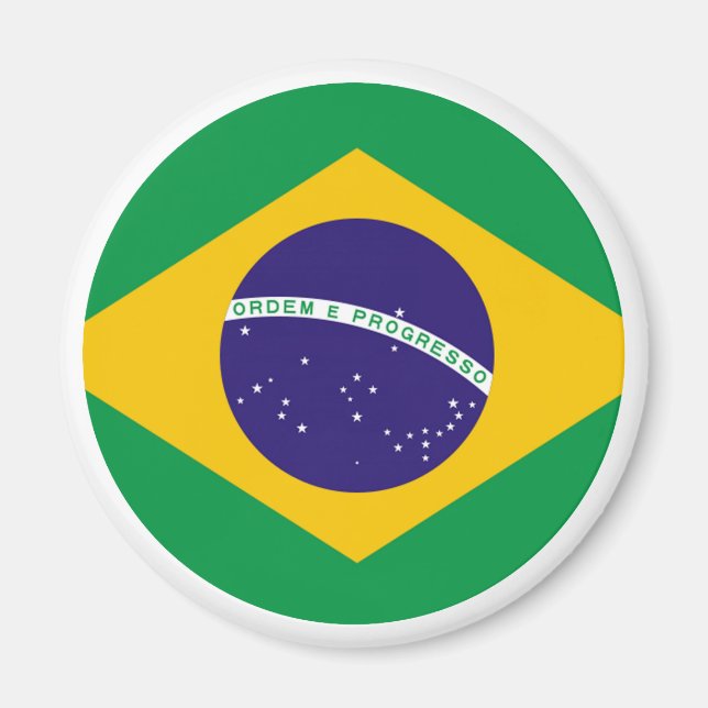 Imán El Círculo de la Bandera de Brasil El Zazzle Del M (Frente)