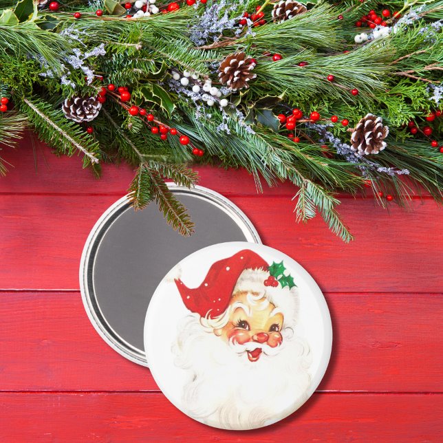 Imán El clásico Santa Claus de los años 50 (Classic 1950s Vintage Santa Claus Magnet)