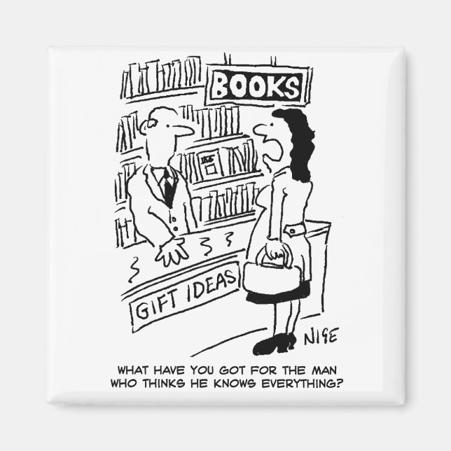 Imán El cliente de la librería le pregunta al vendedor  (Frente)