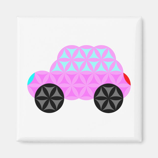 Imán El Coche De La Vida - Sagradas Formas A3.Pink. (Frente)