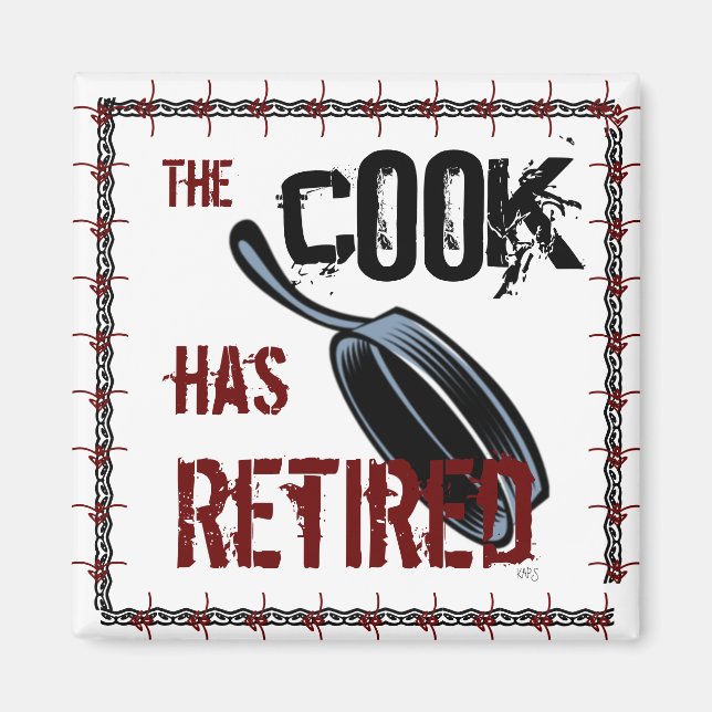 Imán El Cocinero se ha retirado (rojo/negro) (Frente)