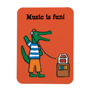 Imán El cocodrilo fresco escucha la música