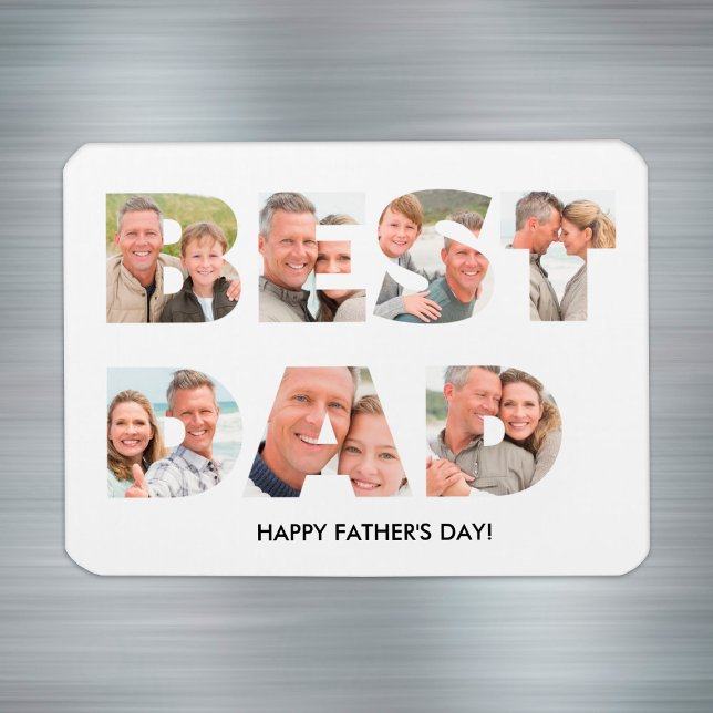 Imán El Collage de fotos único del Día del Padre mejor  (Unique Father's Day Photo Collage Best Dad Magnet
)