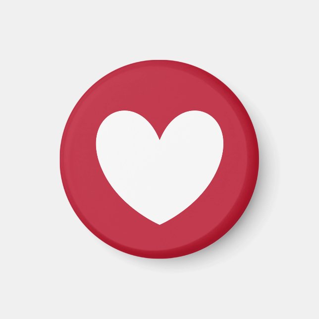 Imán El corazón blanco sobre rojo (Frente)