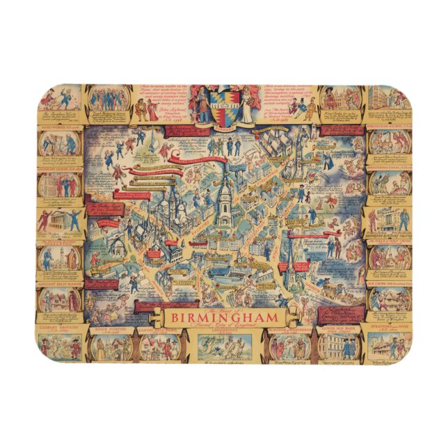 Imán El corazón de Birmingham, mapa de Inglaterra (Horizontal)