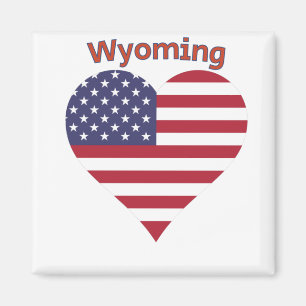 Imán El corazón de la bandera norteamericana Wyoming