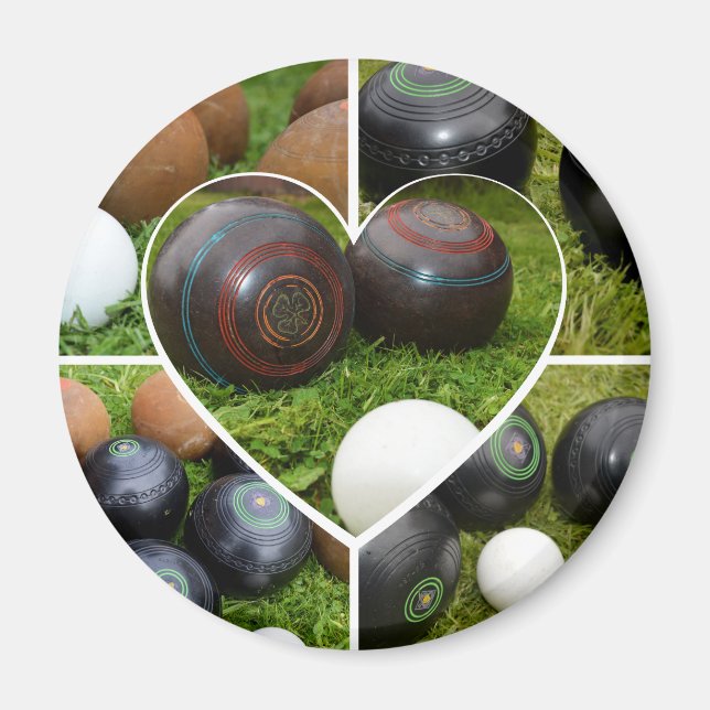 Imán El corazón de los bowling en césped: un Collage de (Frente)