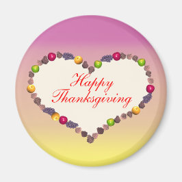 Imán El corazón del día de gracias - rosa y amarillo