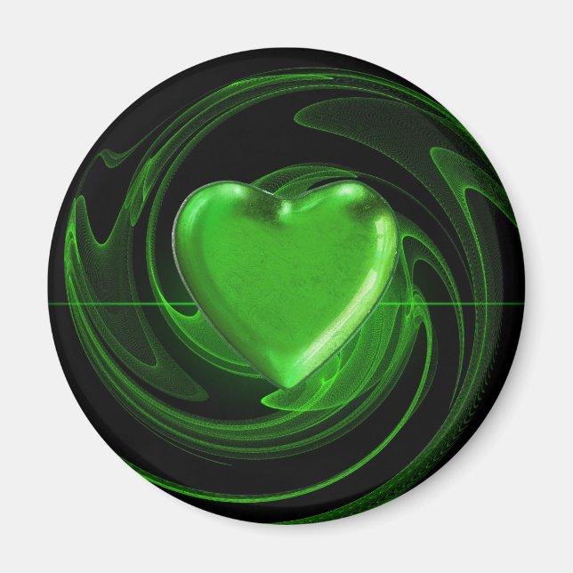 Imán El corazón verde en espiral (Frente)