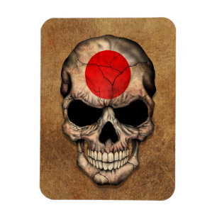 Imán El cráneo de la bandera japonesa envejecida y desg