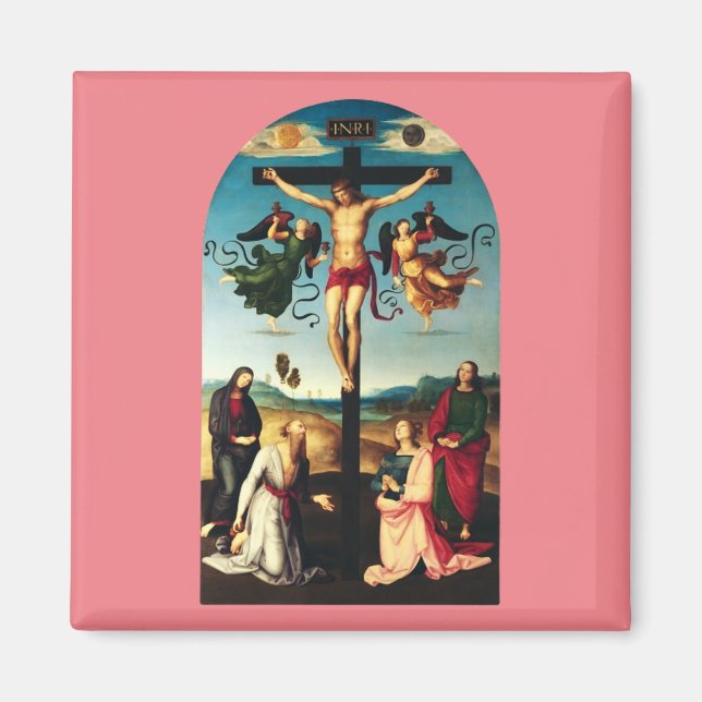 Imán El Cristo Crucificado con la Virgen María (Frente)