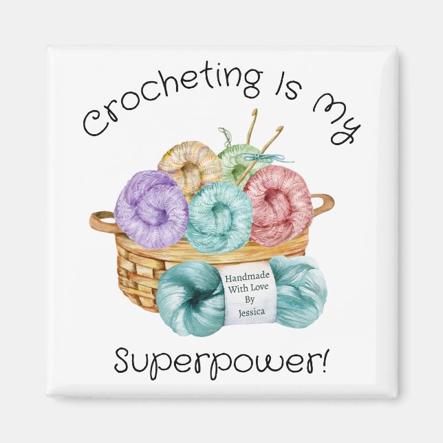 Imán El Crocheting es mi superpoder personalizado (Frente)