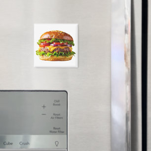 Imán El delicioso y apetitoso thic de hamburguesa apila