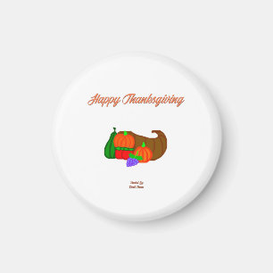 Imán El Día de Acción de Gracias Cornucopia Round Magne