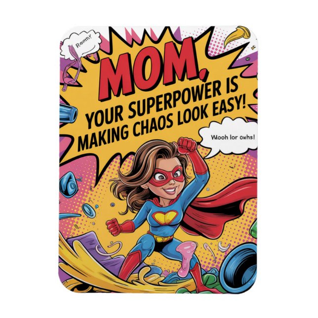 Imán El día de la madre de una superheroína divertida (Vertical)