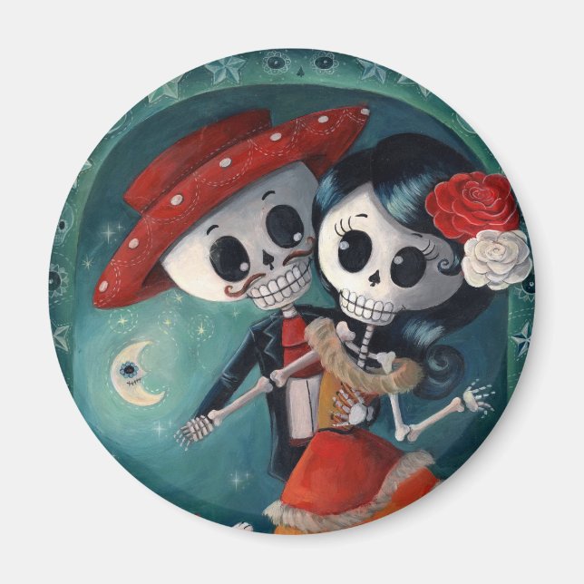 Imán El día de los amantes del esqueleto muertos (Frente)