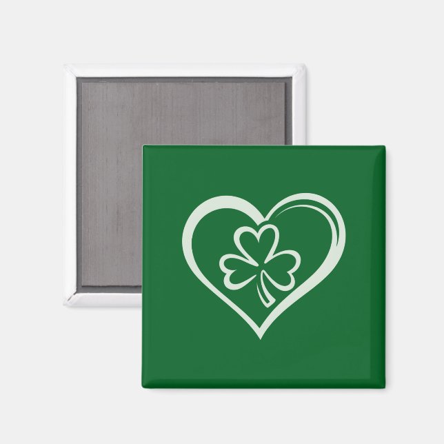 Imán El día de San Patricio es gracioso Shamrock Heart  (Anverso/Reverso)