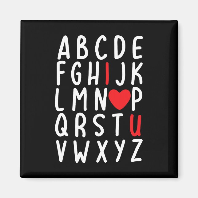 Imán El día de San Valentín Abc I Love You Heart Teache (Frente)