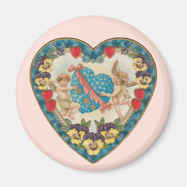 Imán El día de San Valentín antiguo, ángeles de época e (Frente)
