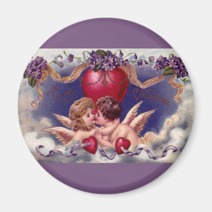 Imán El día de San Valentín de época, Cherubs abrazándo