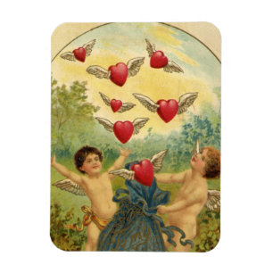 Imán El día de San Valentín de época, corazón de Cherub