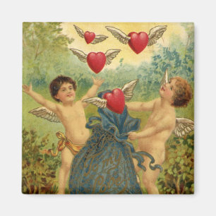 Imán El día de San Valentín de época, corazón de Cherub