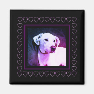 Imán El día de San Valentín de marco de corazón morado 