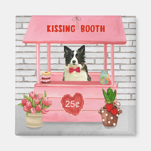 Imán El día de San Valentín de Perro Collie Fronterizo  (Frente)