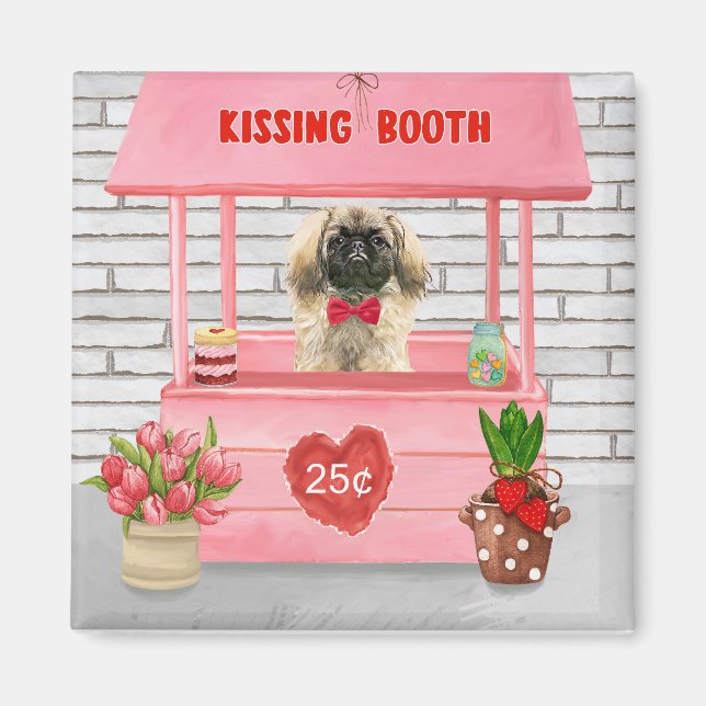 Imán el día de San Valentín de perros pekingese besando (Frente)