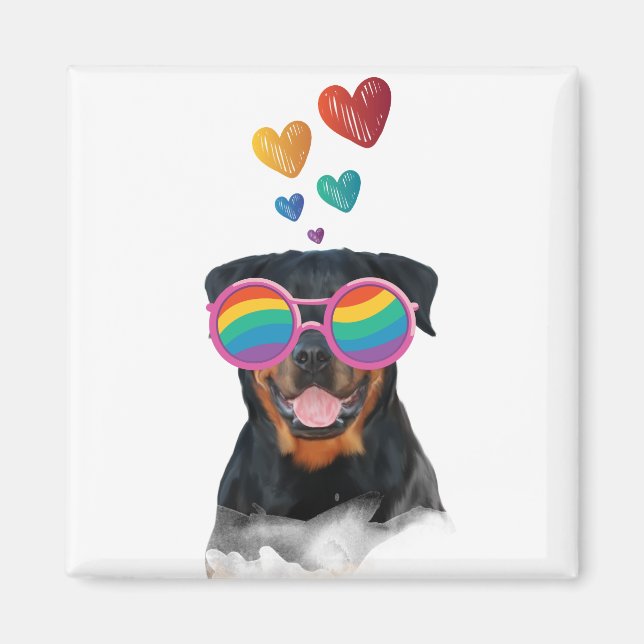 Imán El día de San Valentín de Rottweiler Dog con coraz (Frente)