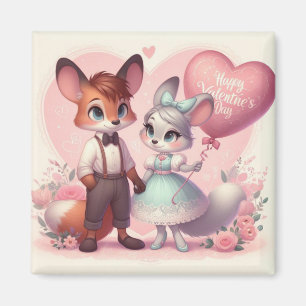 Imán El día de San Valentín de zorros de personalizado
