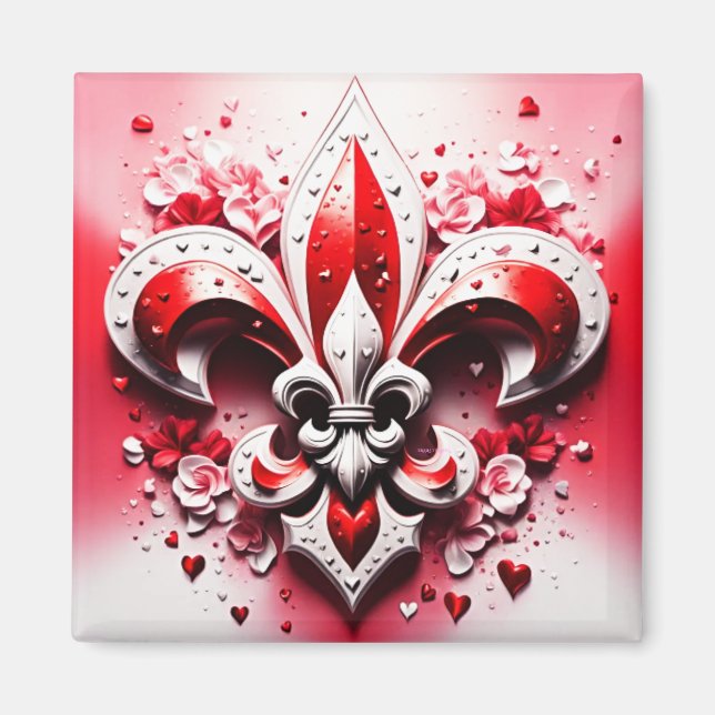 Imán El día de San Valentín Fleur De Lis (Frente)