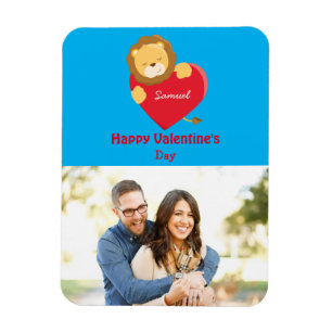Imán El día de San Valentín fotográfico Lion Cutie