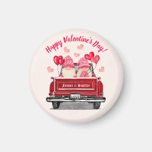 Imán el día de San Valentín Gnome Rosa Vintage Red Tr