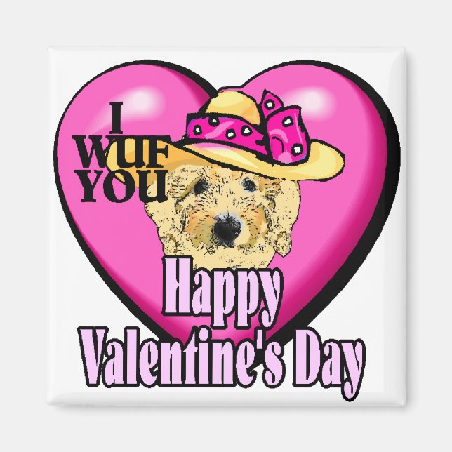 Imán El día de San Valentín Goldendoodle (Frente)