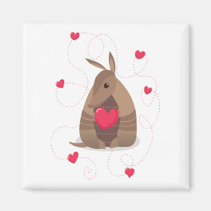 Imán El día de San Valentín Heart Texas Armadillo