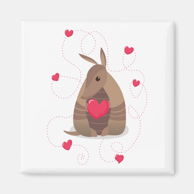 Imán El día de San Valentín Heart Texas Armadillo (Frente)