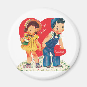 Imán El día de San Valentín retro, Chica ventilado y co