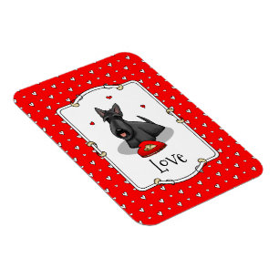 Imán El día de San Valentín (rojo) Scottie Dog (negro)