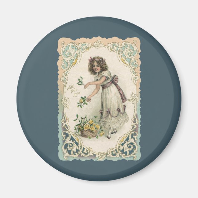 Imán El día de San Valentín victoriano de época, Chica  (Frente)