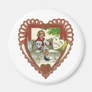 Imán El día de San Valentín victoriano vintage, niño en