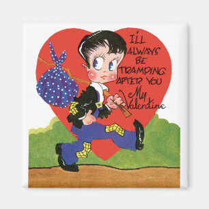 Imán El día de San Valentín Vintage Cute, Corazón Hobo