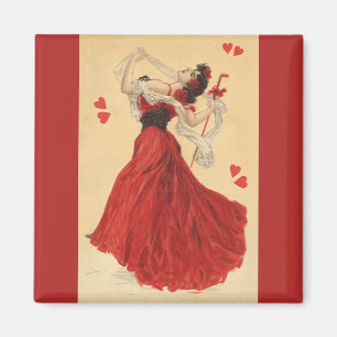 Imán El día de San Valentín Vintage, Danzante Dama Rojo