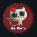 Imán El Día del Gato Muerto<br><div class="desc">Este es un gato blanco con maquillaje de cráneo de azúcar. Es lindo y de acuerdo a las tradiciones mexicanas, esta maqueta es la preparación para el Día de los Muertos. Como todo arte del Día de Los Muertos en la tienda de Fiestas, es lindo y dulce. Diseño perfecto para...</div>