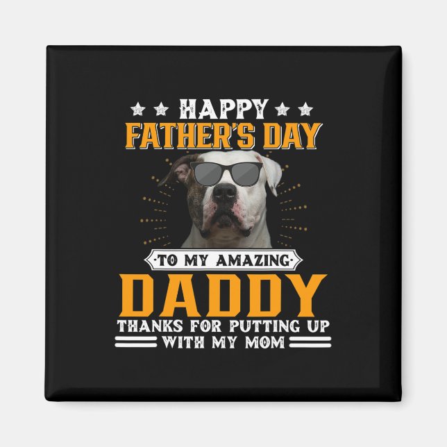 Imán El Día del Padre Bulldog Estadounidense Perro Rega (Frente)