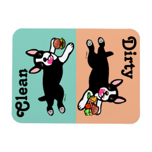 Imán El dibujo animado de Boston Terrier sucio/limpia