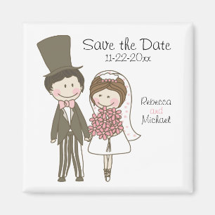 Imán El dibujo animado lindo de novia y del novio
